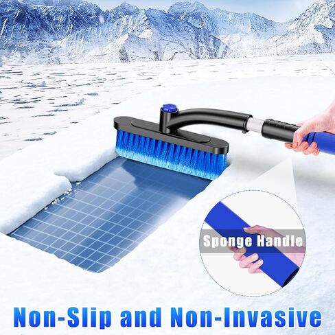 Augeny 25" Car Snow Scraper and Brush, 3 in 1 Detachable Scratch Free Snow Brush with Comfortable Foam Grip, Extendable Universal Winter Snow Removal Tool for Car Windshield Window (Blue) in Kuwait