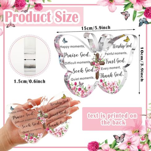 Barydat Acrylic Christian Gifts Bible Verses Religious Gifts for Women Men Inspirational Scripture Butterfly Prayer Room Decor Faith Keepsake Paperweights for Christmas Home (God Thinks of You) in Saudi Arabia