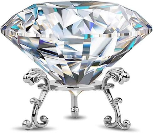 60mm(2.36 in) Large Crystal Diamond Paperweight with Stand Jewels Wedding Decorations Centerpieces Home Decor (60mm, Clear) in Kuwait