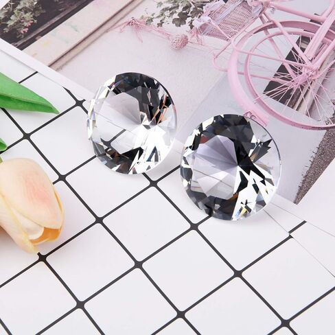 60mm(2.36 in) Large Crystal Diamond Paperweight with Stand Jewels Wedding Decorations Centerpieces Home Decor (60mm, Clear) in Kuwait