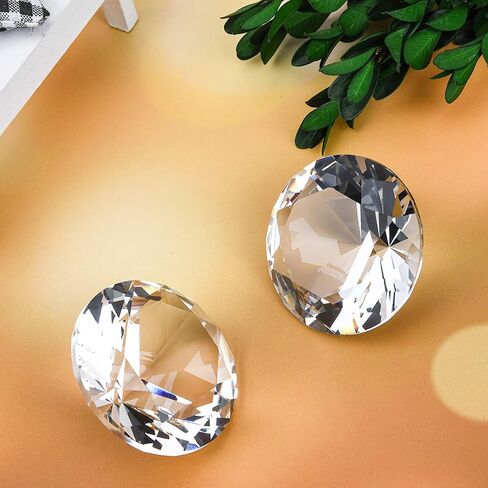 60mm(2.36 in) Large Crystal Diamond Paperweight with Stand Jewels Wedding Decorations Centerpieces Home Decor (60mm, Clear) in Kuwait