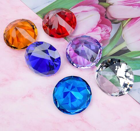 60mm(2.36 in) Large Crystal Diamond Paperweight with Stand Jewels Wedding Decorations Centerpieces Home Decor (60mm, Clear) in Kuwait