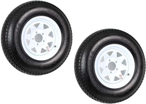 2-Pack Trailer Tire On Rim ST205/75D14 205/75 D 14 in. LRC 5 Hole White Spoke - 2 Year Warranty w/Free Roadside in Saudi Arabia