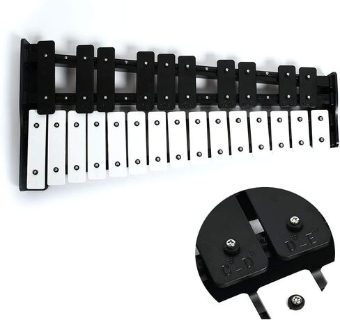 إكسيليفون غلوكينسبيل خشبي أسود كبير احترافي مع 25 مفتاحًا معدنيًا للبالغين والأطفال - يتضمن 2 مضرب احترافي وحقيبة حمل in Kuwait