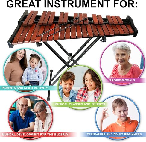 37 Key Professional Chromatic Xylophone with Mallets, Adjustable Stand, and Carrying Bag - Wooden Glockenspiel in Kuwait