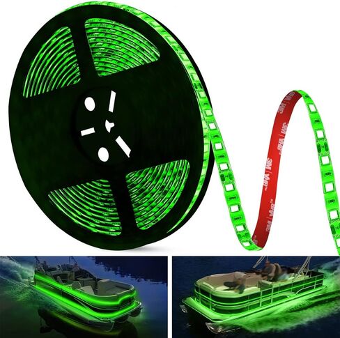 مصابيح LED للقارب بطول 25 قدم من Vbakor، أضواء شريطية LED عائمة بحرية مقاومة للماء، إضاءة داخلية لسطح القارب، ملحقات القوارب، أضواء تحت المدفعية، أضواء الصيد الليلية لقوارب الصيد العائمة (أخضر) in Kuwait