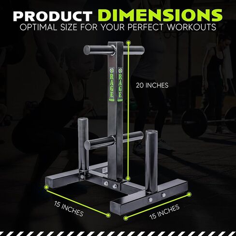 رف الأثقال الأولمبي من RAGE Fitness للأطباق وحامل الأثقال | تتميز شجرة اللوحة هذه بأربعة أعمدة دوران مقاس 15.24 سم × 5.08 سم ويمكنها حمل ما يزيد عن 360 رطلًا مكدسة، بالإضافة إلى قضيبين من الحديد بقطر 5.08 سم. in Kuwait