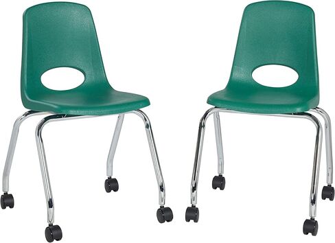 Factory Direct Partners 10372-BK كرسي مدرسي متنقل مقاس 18 بوصة بعجلات للأطفال والمراهقين والبالغين؛ مقعد مريح للتعلم في المنزل أو الفصل الدراسي أو المكتب - أسود (عبوتان) in Kuwait