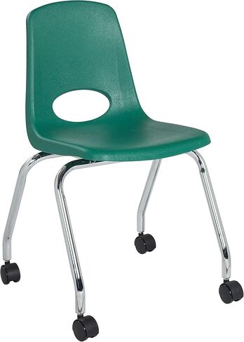 Factory Direct Partners 10372-BK كرسي مدرسي متنقل مقاس 18 بوصة بعجلات للأطفال والمراهقين والبالغين؛ مقعد مريح للتعلم في المنزل أو الفصل الدراسي أو المكتب - أسود (عبوتان) in Kuwait