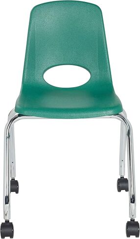 Factory Direct Partners 10372-BK كرسي مدرسي متنقل مقاس 18 بوصة بعجلات للأطفال والمراهقين والبالغين؛ مقعد مريح للتعلم في المنزل أو الفصل الدراسي أو المكتب - أسود (عبوتان) in Kuwait