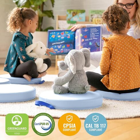 وسائد أرضية سوفت زون من ECR4Kids، مستديرة، مرنة للجلوس، أزرق فاتح، 6 قطع in Saudi Arabia