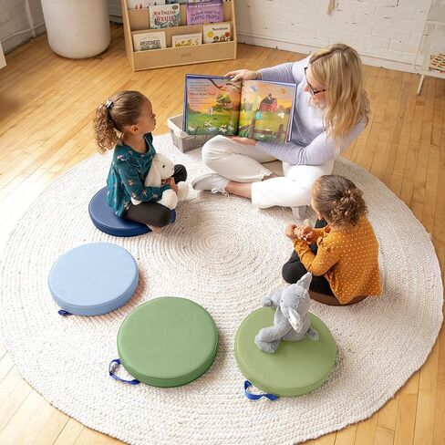 وسائد أرضية سوفت زون من ECR4Kids، مستديرة، مرنة للجلوس، أزرق فاتح، 6 قطع in Saudi Arabia