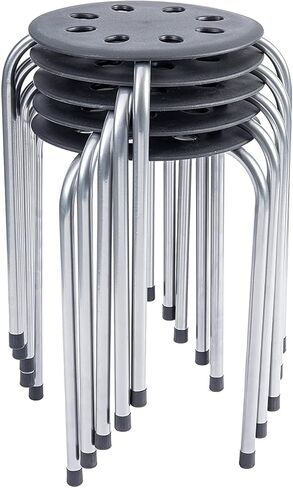 Pearington Plastic Classroom Furniture Stools for Kids, Multipurpose Stool Chairs, Flexible Seating, Stacking Stools, Stainless Steel Legs - Set of 5, Multi-Color in Kuwait