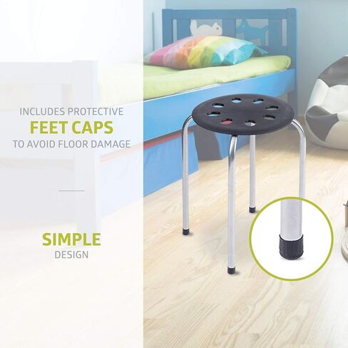 Pearington Plastic Classroom Furniture Stools for Kids, Multipurpose Stool Chairs, Flexible Seating, Stacking Stools, Stainless Steel Legs - Set of 5, Multi-Color in Kuwait