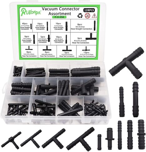 مجموعة متنوعة من موصلات الفراغ من النايلون الأسود، مجموعة متنوعة من موصلات أنابيب الفراغ الأوتوماتيكية من النايلون الأسود، 12 مقاسًا، لخراطيم السيارات P-O-058 in Kuwait