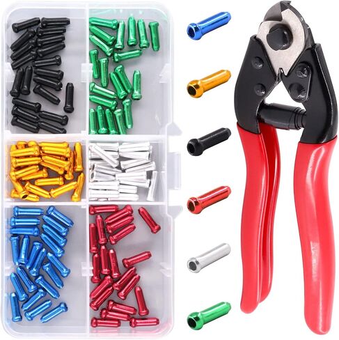 Swpeet 121Pcs Heavy Duty Cable Cutter Wire Rope Stainless Steel Aircraft Up to 5/32" with 6 Colors Aluminum Alloy Cable End Crimps Assortment Kit, Bike Brake Cable Caps for Bicycles Bikes in Saudi Arabia