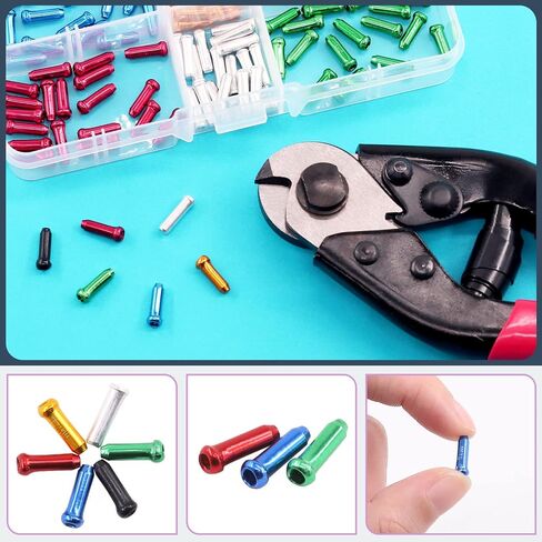 Swpeet 121Pcs Heavy Duty Cable Cutter Wire Rope Stainless Steel Aircraft Up to 5/32" with 6 Colors Aluminum Alloy Cable End Crimps Assortment Kit, Bike Brake Cable Caps for Bicycles Bikes in Saudi Arabia