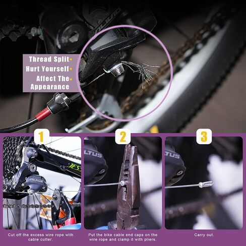 Swpeet 121Pcs Heavy Duty Cable Cutter Wire Rope Stainless Steel Aircraft Up to 5/32" with 6 Colors Aluminum Alloy Cable End Crimps Assortment Kit, Bike Brake Cable Caps for Bicycles Bikes in Saudi Arabia