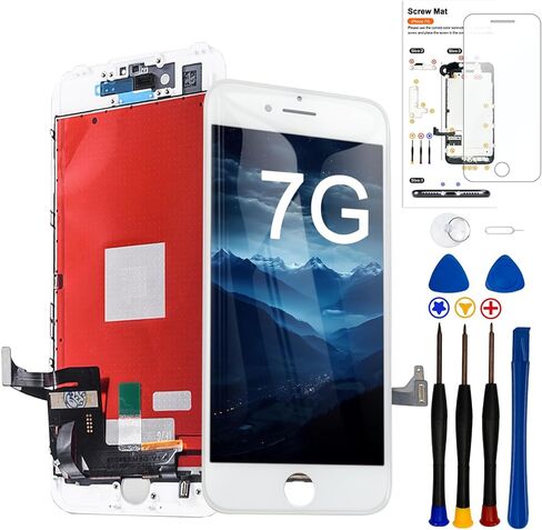 for iPhone 7 Screen Replacement ，4.7 inch Frame Assembly Display 3D Touch Screen LCD Digitizer with Repair Tools Kit Tempered Glass Screen Protector for A1660, A1778, A1779 (Black) in Saudi Arabia