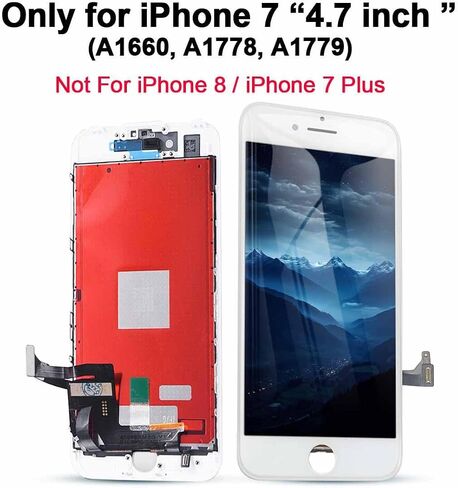 for iPhone 7 Screen Replacement ，4.7 inch Frame Assembly Display 3D Touch Screen LCD Digitizer with Repair Tools Kit Tempered Glass Screen Protector for A1660, A1778, A1779 (Black) in Saudi Arabia