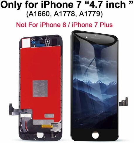 for iPhone 7 Screen Replacement ，4.7 inch Frame Assembly Display 3D Touch Screen LCD Digitizer with Repair Tools Kit Tempered Glass Screen Protector for A1660, A1778, A1779 (Black) in Saudi Arabia