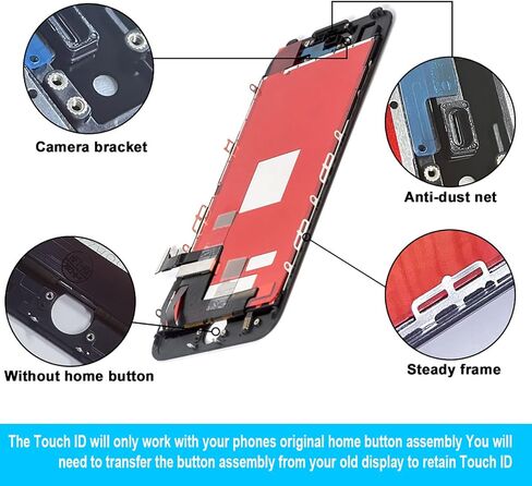 for iPhone 7 Screen Replacement ，4.7 inch Frame Assembly Display 3D Touch Screen LCD Digitizer with Repair Tools Kit Tempered Glass Screen Protector for A1660, A1778, A1779 (Black) in Saudi Arabia