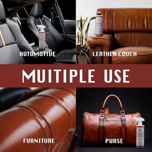 منظف ​​بلسم الجلد لأثاث الأريكة، مجموعة العناية بالجلد الطبيعي بالكامل للأريكة الجلدية، مقعد السيارة، الملابس، الحذاء، الحذاء (8 أونصة سائلة) in Kuwait