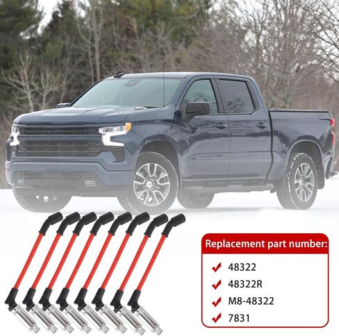 10.2mm Spark Plug Ignition Wires Set Compatible with Chevrolet Silverado 1500 2500/Suburban/For GMC Sierra/Savana/Yukon/Tahoe,For Cadillac Escalade/CTS,ForIsuzu Saab Hummer V8 Engine 48322R 48322 in Saudi Arabia
