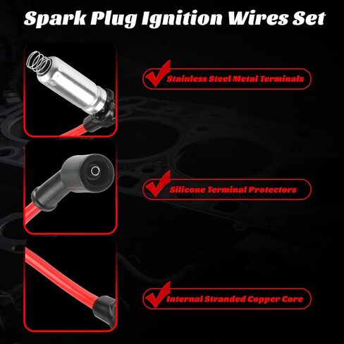 10.2mm Spark Plug Ignition Wires Set Compatible with Chevrolet Silverado 1500 2500/Suburban/For GMC Sierra/Savana/Yukon/Tahoe,For Cadillac Escalade/CTS,ForIsuzu Saab Hummer V8 Engine 48322R 48322 in Saudi Arabia