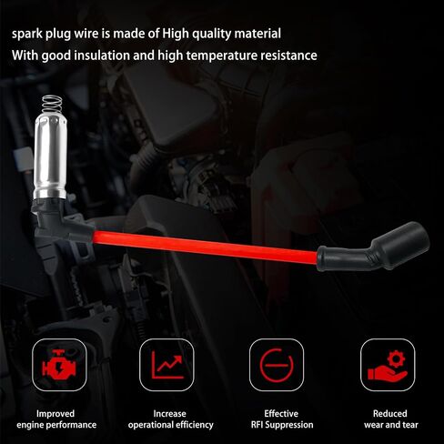 10.2mm Spark Plug Ignition Wires Set Compatible with Chevrolet Silverado 1500 2500/Suburban/For GMC Sierra/Savana/Yukon/Tahoe,For Cadillac Escalade/CTS,ForIsuzu Saab Hummer V8 Engine 48322R 48322 in Saudi Arabia