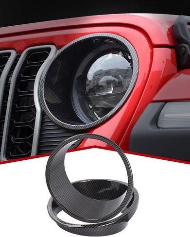 JeCar Headlight Bezels Front Light Trim Cover Head Lamp Ring Compatible with Jeep Wrangler 2024 JL JLU & Gladiator JT 2024, Black in Kuwait