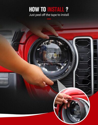 JeCar Headlight Bezels Front Light Trim Cover Head Lamp Ring Compatible with Jeep Wrangler 2024 JL JLU & Gladiator JT 2024, Black in Kuwait