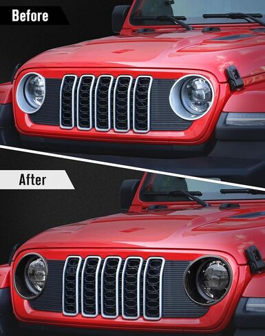 JeCar Headlight Bezels Front Light Trim Cover Head Lamp Ring Compatible with Jeep Wrangler 2024 JL JLU & Gladiator JT 2024, Black in Kuwait