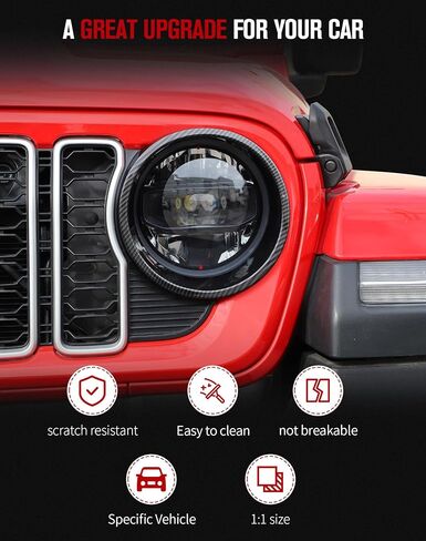 JeCar Headlight Bezels Front Light Trim Cover Head Lamp Ring Compatible with Jeep Wrangler 2024 JL JLU & Gladiator JT 2024, Black in Kuwait