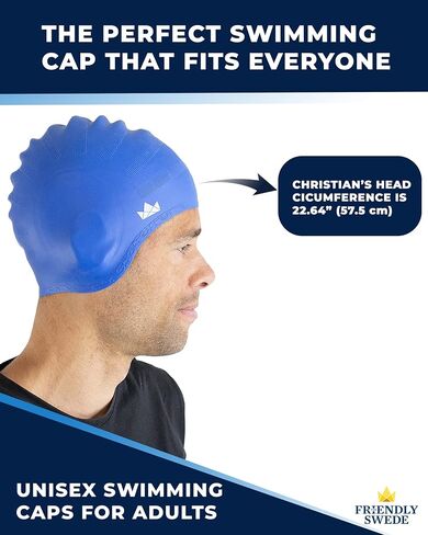The Friendly Swede Silicone Swim Cap, Durable Swim Caps for Women Swimming, Swimming Cap for Women, Swim Cap for Men, Swim Cap for Women in Saudi Arabia