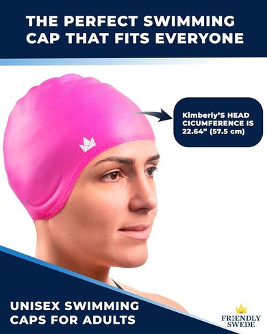 The Friendly Swede Silicone Swim Cap, Durable Swim Caps for Women Swimming, Swimming Cap for Women, Swim Cap for Men, Swim Cap for Women in Saudi Arabia