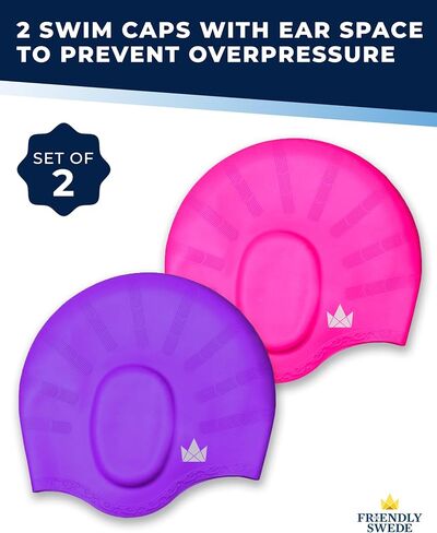 The Friendly Swede Silicone Swim Cap, Durable Swim Caps for Women Swimming, Swimming Cap for Women, Swim Cap for Men, Swim Cap for Women in Saudi Arabia