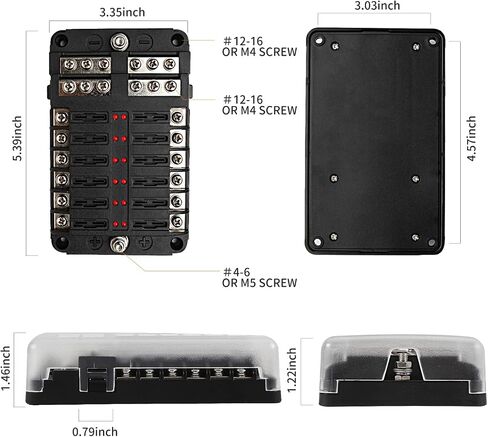 12 Way Fuse Block Waterproof Marine Fuse Holders with Positive & Negative Bus for 12-24V Automotive Boat Truck RV Fuses Included in Saudi Arabia