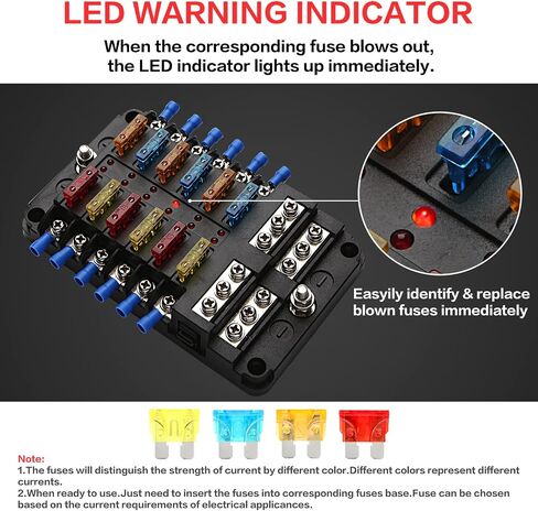 12 Way Fuse Block Waterproof Marine Fuse Holders with Positive & Negative Bus for 12-24V Automotive Boat Truck RV Fuses Included in Saudi Arabia