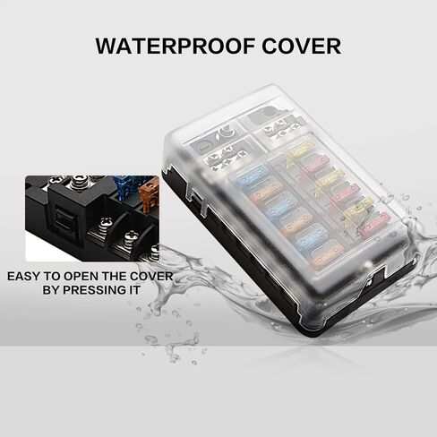12 Way Fuse Block Waterproof Marine Fuse Holders with Positive & Negative Bus for 12-24V Automotive Boat Truck RV Fuses Included in Saudi Arabia