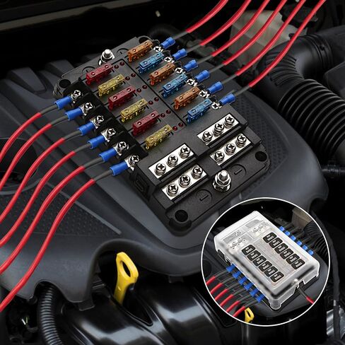 12 Way Fuse Block Waterproof Marine Fuse Holders with Positive & Negative Bus for 12-24V Automotive Boat Truck RV Fuses Included in Saudi Arabia