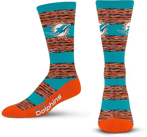 من أجل الأقدام العارية NFL MIAMI DOLPHINS RMC جورب طاقم متعدد الخطوط، لون كبير in Kuwait