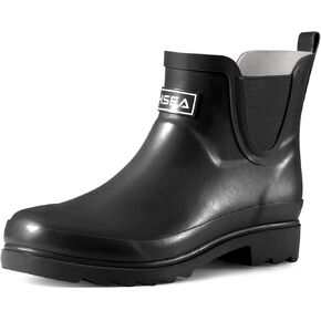 HISEA Women's Short Rubber Rain Boots Waterproof Chelsea Garden Boots for Ladies with Comfort Insole Stylish Ankle Rain Shoes Outdoor Work Booties
