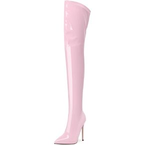 SKYSTERRY Women's Thigh High Boots Over The Knee Boots with Pointed Toe High Stiletto Heels Patent Long Fall Sexy Side Zipper Boots