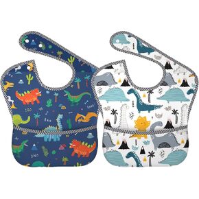 Cute Bibs 2Packs for 6-24 Months Washable Fabric Waterproof