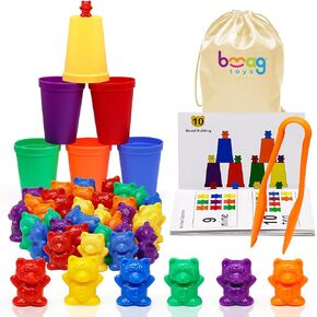 Bmag Counting Bears with Matching Sorting Cups, Preschool Learning Toys Color Recognition and Math Learning Games, STEM Educational Toy Gift for Kids Age 3 4 5 Year Old Boys Girls