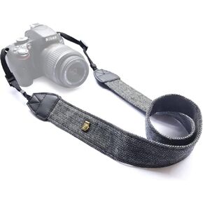 XN01-0943 Neck Shoulder Belt Strap, Vintage Print Soft Colorful Camera Straps for Women/Men, All DSLR/Nikon/Canon/Sony/Olympus/Samsung/Pentax/Olympus, Black