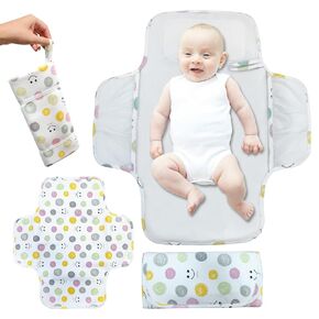 Baby Portable Diaper Changing Pad, Cotton Waterproof Foldable Infant Changing Mat with Storage Pocket for Home Travel Outside Newborn Essentials Must Have