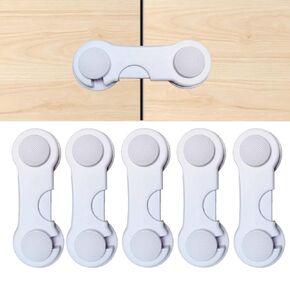 Cabinet Door Locks for Baby Proof and Child Safety, 5 Pack Cabinet Locks with Adhesive for Drawer Cupboards Fridge Closet and Pantry, Childproof Door Latch (Color White - 5 PCS)