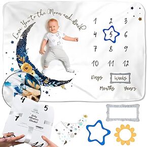 Luka & Lily Baby Milestone Blanket - Ultra Soft Fleece Monthly Milestone Blanket for Baby Girl and Boy - Perfect for Baby's First Year Growth Chart - Monthly Baby Milestone - Outer Space - 60"x40"
